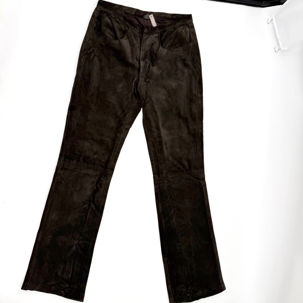 Vintage The Limited Suede Patchwork Leather Pants Womens 2 Brown Made in Italy